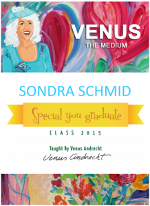 Sondra's certificate from Venus